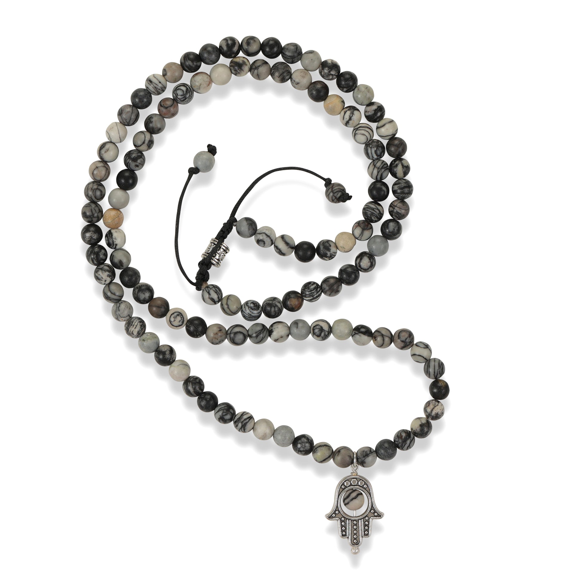 Black Web Jasper Mala 108 Beads