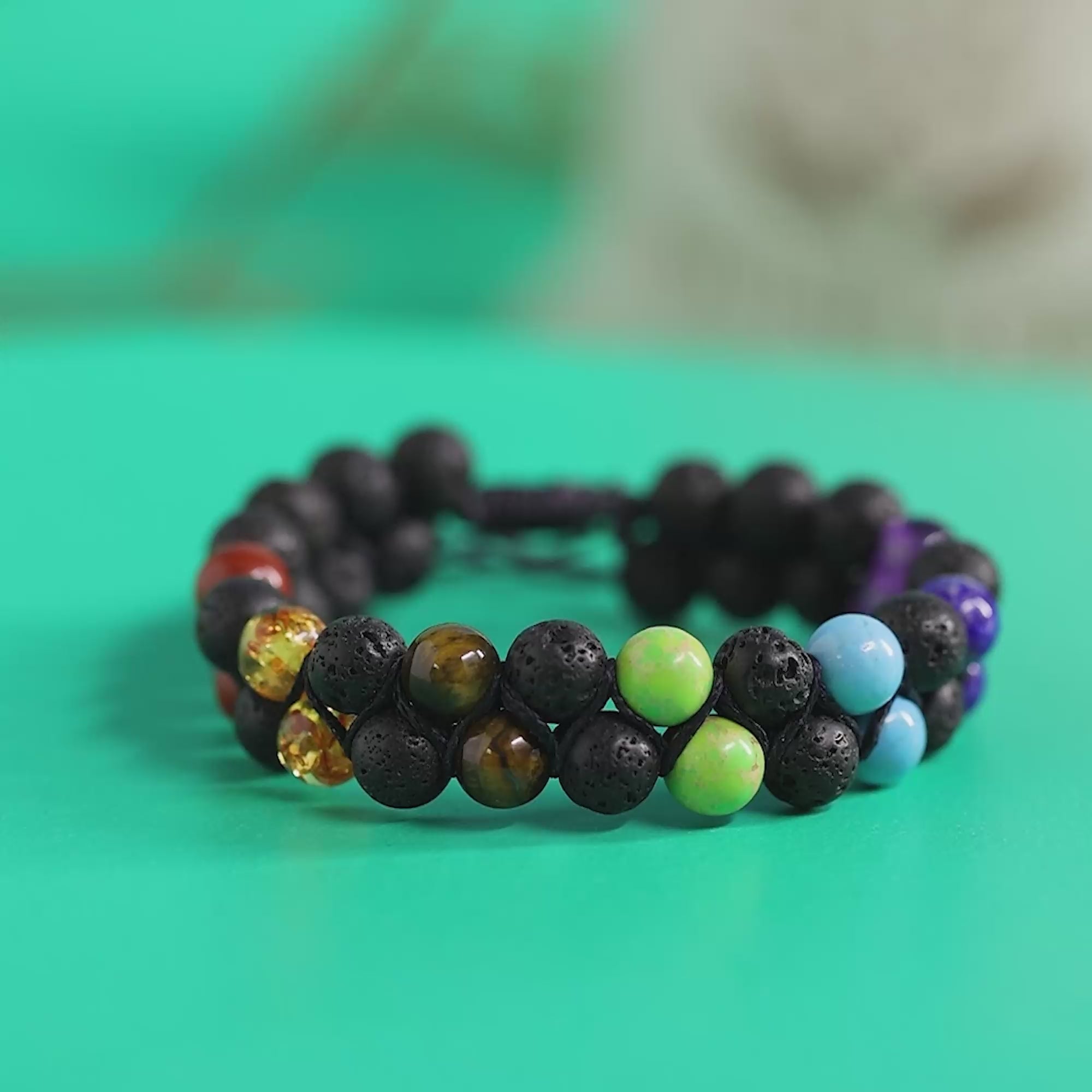 lava with 7 chakra bracelet