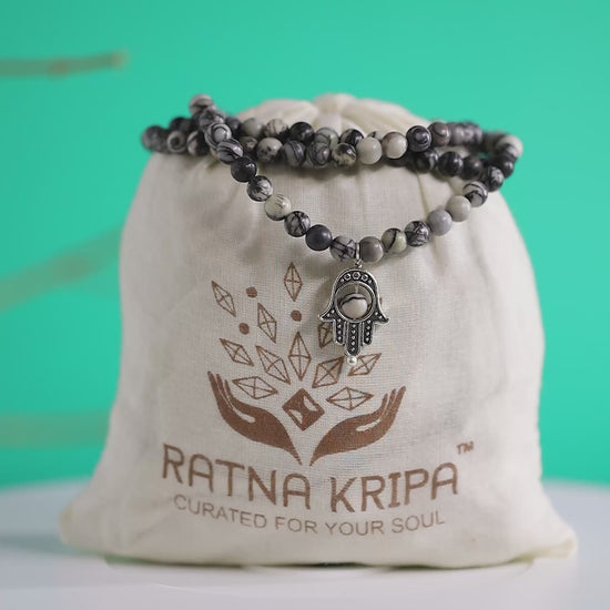 Black Web Jasper 108 Beads Mala video