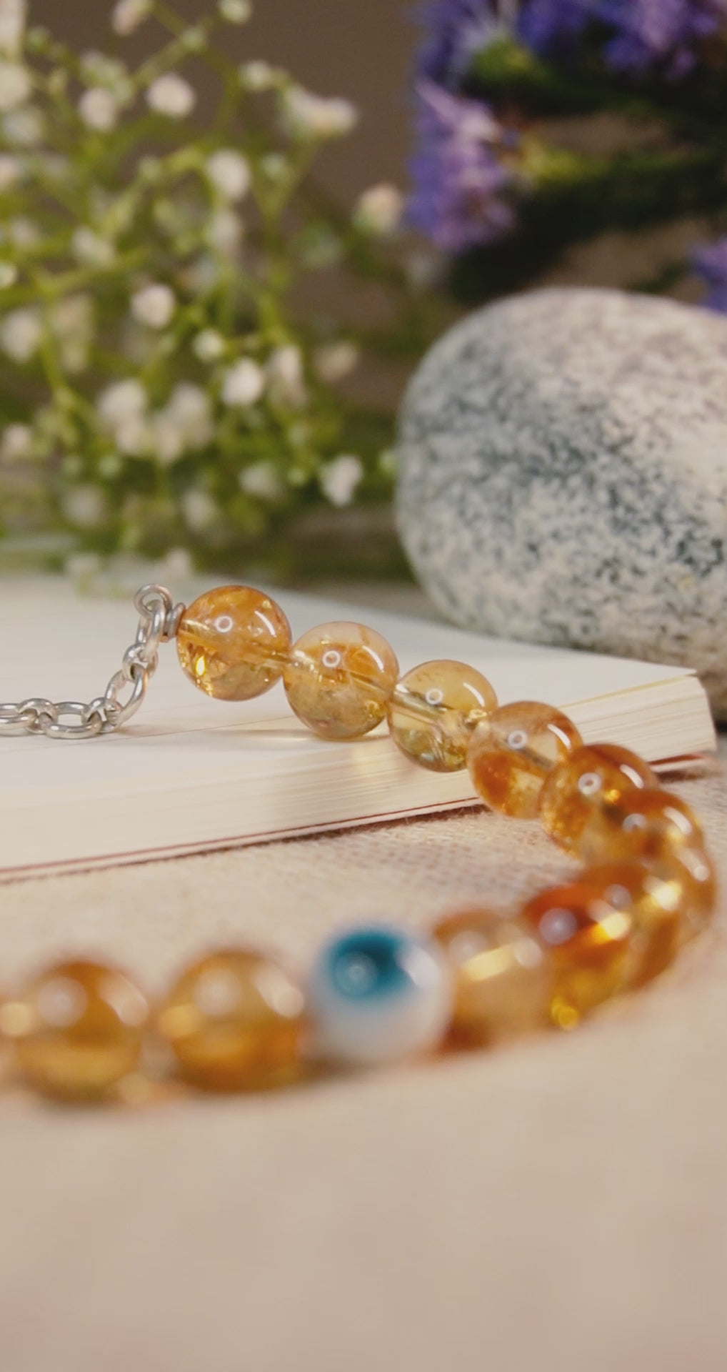 Citrine Bracelet With Evil Eye